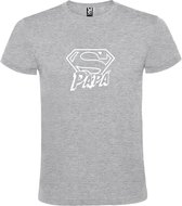 Grijs T-shirt ‘Super Papa’ Wit Maat XL