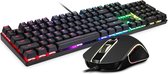 Meganisch Gaming Toetsenbord met Muis - Bedraad - RGB Verlichting - Aluminium Oppervlak – Zwart