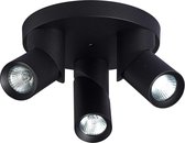 Industriële zwarte plafondlamp met 3 spots - Gil - mat zwart - GU10 fitting