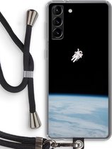 Case Company® - Samsung Galaxy S21 Plus hoesje met Koord - Alone in Space - Telefoonhoesje met Zwart Koord - Bescherming aan alle Kanten en Over de Schermrand