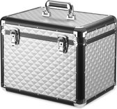 Navaris verzorgingsbox voor paarden - Opbergbox voor paardenverzorging - 40x32x31 cm - Poetskist van aluminium zilverkleurig - Inlcusief 2 sleutels