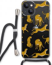 Case Company® - iPhone 13 hoesje met Koord - Luipaard - Telefoonhoesje met Zwart Koord - Extra Bescherming aan alle Kanten en Over de Schermrand