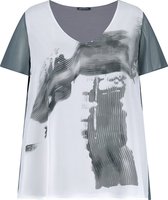 SAMOON Dames Uitlopend blouseachtig shirt in laagjeslook Iron Grey gemustert-48