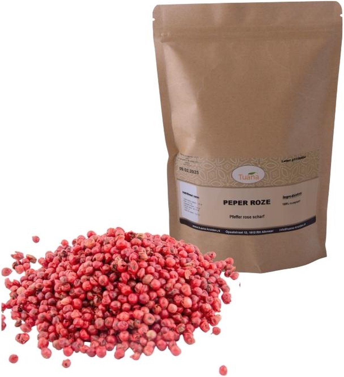 Goedkoopste Tuana Kruiden - Roze Hele Peper - Zak 500 Gram - Kruiden Zonder Zout - KZ0206