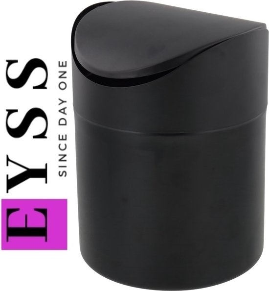 EYSS / Stijlvolle Tafelafvalbakje 1.4 liter / Matt zwart / Kantoor prullenbak / Keuken afvalbak / Aanrecht prullenbak / Home Design