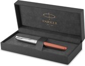 Parker Sonnet rollerballpen | metaal en oranje lak met palladium afwerking | fijne penpunt zwarte inkt | Geschenkverpakking