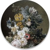 Wandcirkel Stilleven Met Bloemen | ⌀ 100 cm | Wanddecoratie | Muurcirkel Binnen | Forex | Ronde Schilderijen
