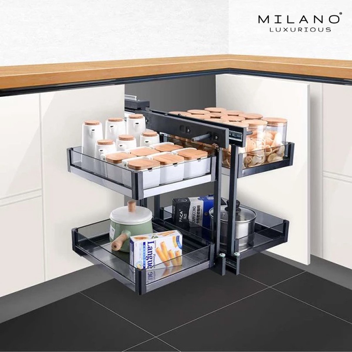 Milano Luxurious® Magic Corner - Hoek Keukenkast Organizer- Uitschuiflades  - 4... | bol.com