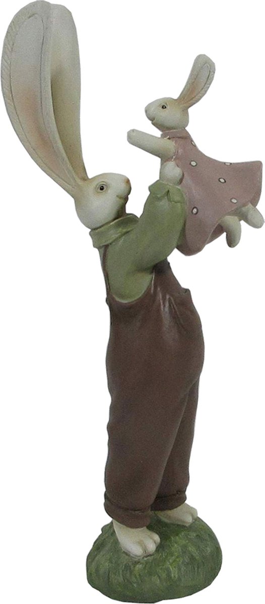 Clayre & Eef Beeld Konijn 10x7x25 cm Bruin Polyresin