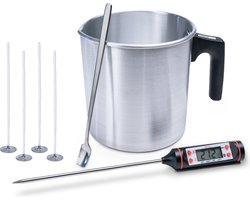 Smeltpan Set Inclusief Kaarslonten En Thermometer - Voor zelf kaarsen maken - Geur Kaarsen maken - Hergebruiken Kaarsvet - Kerstcadeau Voor Volwassenen - Cadeau
