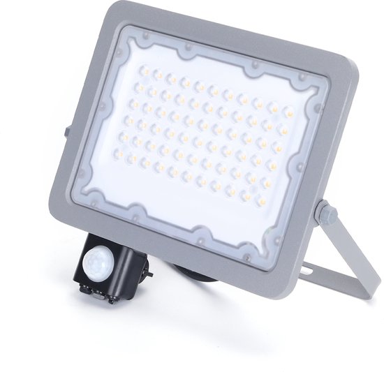 Buitenlamp grijs | LED 50W=450W halogeen schijnwerper | IR sensor | koelwit 4000K | waterdicht IP65