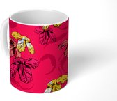 Mok - Koffiemok - Bloemen - Patronen - Roze - Rood - Geel - Mokken - 350 ML - Beker - Koffiemokken - Theemok