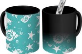 Magische Mok - Foto op Warmte Mokken - Koffiemok - Zeester - Schelpen - Blauw - Design - Magic Mok - Beker - 350 ML - Theemok