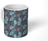 Mok - Bladeren - Pastel - Patroon - Mokken - 350 ML - Beker - Uitdeelcadeautjes