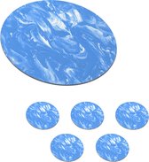 Onderzetters voor glazen - Rond - Marmer - Blauw - Patronen - Patroon - 10x10 cm - Glasonderzetters - 6 stuks