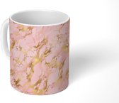 Mok - Gold - Marmer print - Patronen - Roze - Mokken - 350 ML - Beker - Uitdeelcadeautjes