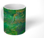 Mok - Patronen - Abstract - Verf - Groen - Mokken - 350 ML - Beker - Uitdeelcadeautjes