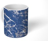 Mok - Blauw - Patronen - Marmer print - Luxe - Mokken - 350 ML - Beker - Uitdeelcadeautjes