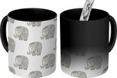 Magische Mok - Foto op Warmte Mokken - Koffiemok - Doodle - Olifant - Design - Magic Mok - Beker - 350 ML - Theemok