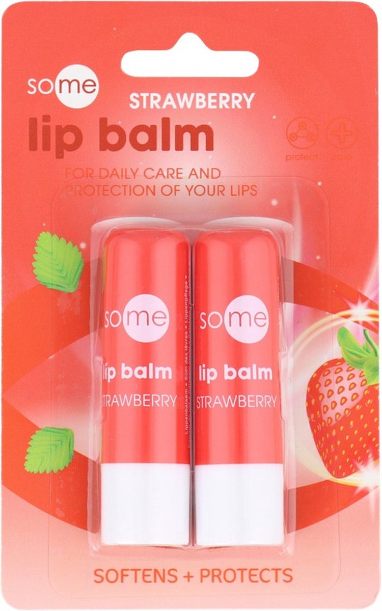 Some Lippenbalsem Aardbei - 2 Stuks - Lip Balm Stawberry