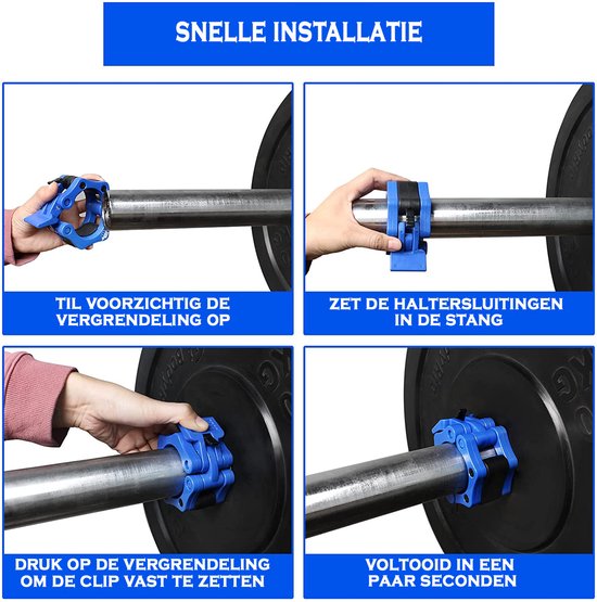 4 Stuks Halterstangen, Sluiting, 25 Mm, Haltersluitingen, Lange Halter Klemmen Barbell Halsbanden Halterklemmen Snelsluitingen Voor Korte Zwart 1020936701