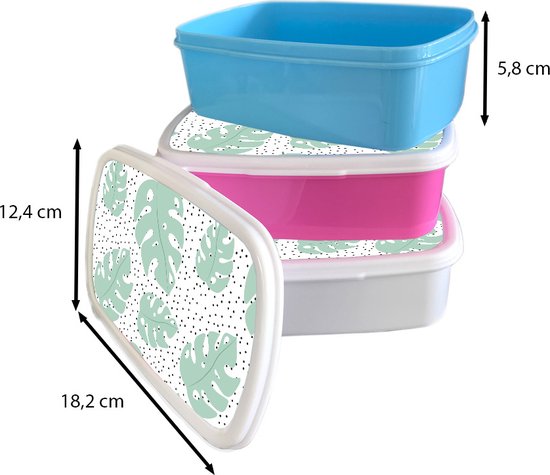 Lunch box Rose - Lunch box - Boîte à pain - Pois - Monstera - Motifs - 18x12x6 cm - Enfants - Fille