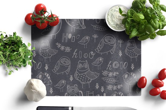 Planche à découper en Verres - 39x28 - Motifs - Vogel - Hibou - Planches à découper en Glas