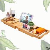 Étagère de bain en bambou facile - Étagère de bain - Étagère de bain - Étagère de bain en Bamboe - Étagère de baignoire pour Bain avec porte-livre et porte-tablette