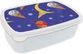 Broodtrommel Wit - Lunchbox - Brooddoos - Planeten - IJshoorntjes - Patronen - 18x12x6 cm - Volwassenen