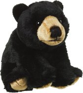 Pluche zwarte beer knuffel van 22 cm - Wilde dieren speelgoed knuffels cadeau - Beren knuffelbeesten