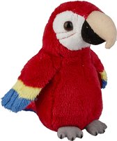 Pluche kleine knuffel dieren rode macaw papegaai vogel van 15 cm - Speelgoed knuffels vogels - Leuk als cadeau voor kinderen