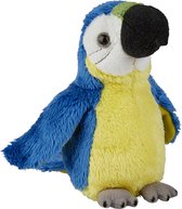 Pluche kleine knuffel dieren blauwe macaw papegaai vogel van 15 cm - Speelgoed knuffels vogels - Leuk als cadeau voor kinderen