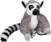 Pluche grijze maki/ringstaart aap/aapje knuffel 30 cm - Apen bosdieren knuffels - Speelgoed voor kinderen