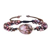 Marama - armband Pink Rhodonite - verstelbaar - edelsteen - damesarmband