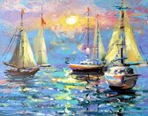 Diamond Painting Quiet Harbour  50 x 40 Ronde Steentjes Gespannen canvas