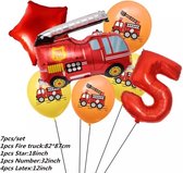 Brandweerwagen Folie Ballon nummer 5 ballonen set 7 delig brandweerwagen