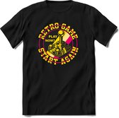 Retro game | Gaming kado T-Shirt heren - dames | Geel-Roze | Perfect game pc cadeau shirt | Grappige console spreuken - zinnen - teksten Maat S