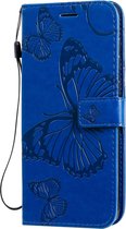 Samsung Galaxy A71 Hoesje - Mobigear - Butterfly Serie - Kunstlederen Bookcase - Blauw - Hoesje Geschikt Voor Samsung Galaxy A71