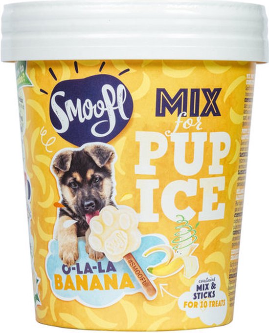 Smoofl puppy traktaties - Puppy navulset om jouw eigen honden ijs te maken, gezonde puppy snack met verfrissend effect, 2 mixes met Appel smaak en 10 eetbare kauwstaafjes