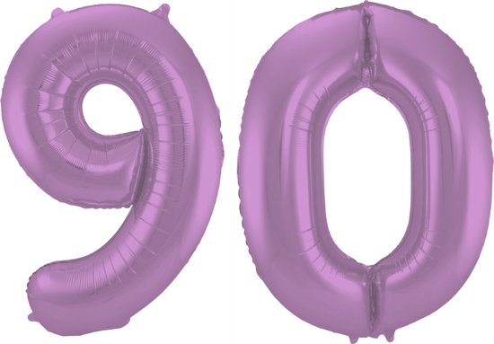 Folieballon 90 jaar metallic paars 86cm