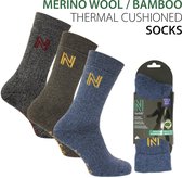 Norfolk - Wandelsokken - Merino wol en Bamboe Mix - Thermische Outdoor Zacht en Warme Sokken - Merino wollen sokken - Sokken Dames - Sokken Heren - Donker Zwart - 39-42 - Gabby