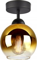 Plafondlamp Industrieel voor Woonkamer, Eetkamer - Plafonniere E27 LED - Goud Glas - 1-lichts - Goud Transparant - 1 bol