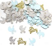 akyol - 40 x Babyshowerconfetti - babyboy - babyshower its aboy - gender reveal - zilver en blauw kleurig confetti - confetti – babyconfetti – feest - verassing - babyshower decora