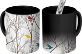 Magische Mok - Foto op Warmte Mokken - Koffiemok - Patronen - Planten - Vogel - Magic Mok - Beker - 350 ML - Theemok