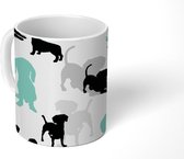 Mok - Koffiemok - Patroon - Hond - Silhoutte - Jongens - Meisjes - Kinderen - Kids - Mokken - 350 ML - Beker - Koffiemokken - Theemok