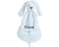 Happy Horse Konijn Richie Knuffeldoekje met naam Baby Blue - Knuffeldoekje met naam - Gepersonaliseerd geborduurd kraamcadeautje