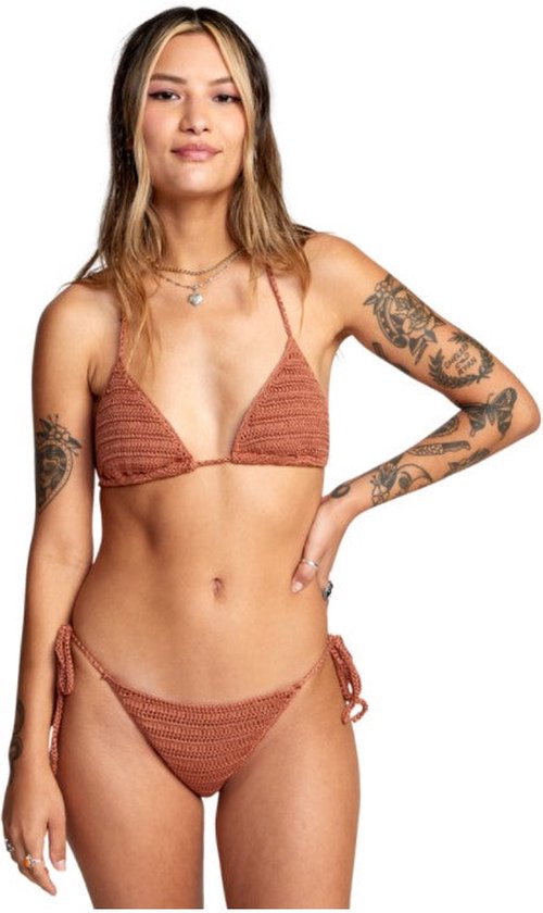 Rvca Westside Slide Triangle Bikini Top - Burnt Copper