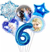 Elsa Bevroren Prinses Folie Ballonnen 1 Set Disney Thema Verjaardagsfeestje Decoraties 32inch Nummer 6