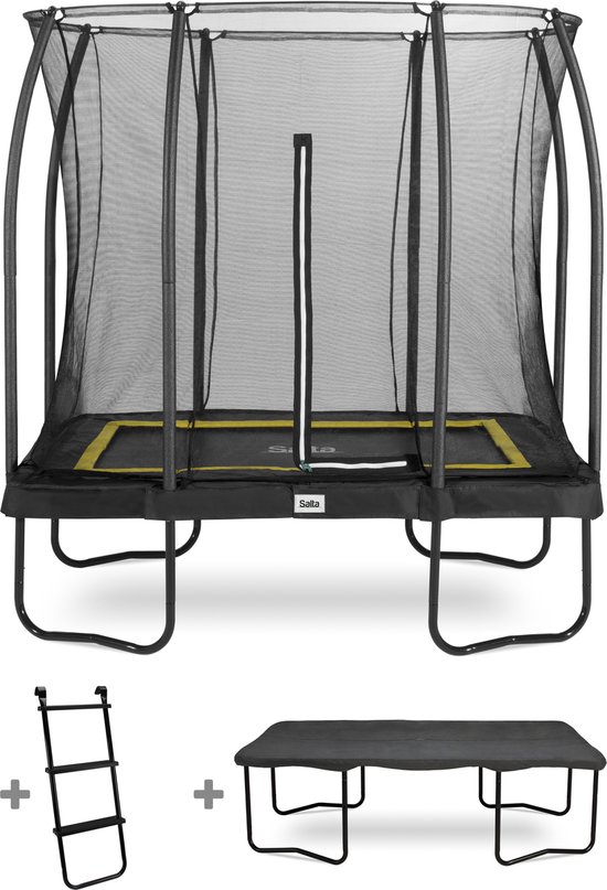 Salta Comfort Edition - Trampoline - Inclusief veiligheidsnet, ladder en afdekhoes - 214 x 153 cm - Zwart