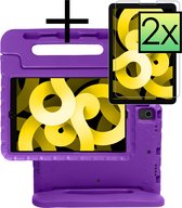 iPad Air 5 (2022) Kinder Hoes Kids Case Met 2 Stuks iPad Air 5 (2022) Screenprotector Glas - Paars